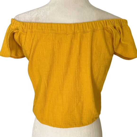 Madewell Off The Shoulder Cropped Tie Front Top in Celestial Gold - XS - Picture 9 of 15